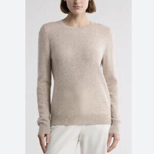 Nordstrom 100% Cashmere Crewneck Sweater Beige Hummus Heather Size Small